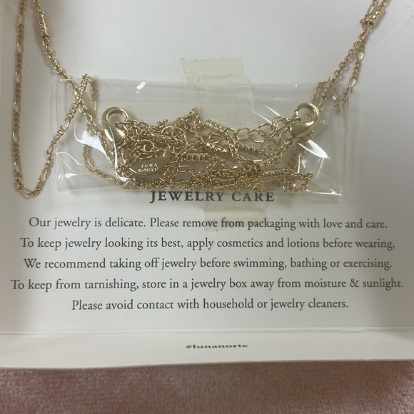 Brand New Luna Norte 14K Gold Plated Brass Druzy Quartz Two Piece Necklace Set - Picture 12 of 14